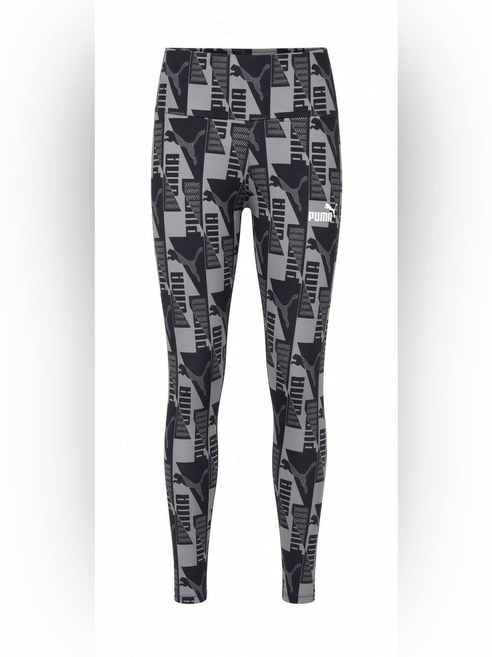 Puma Black & Gray Logo-Print Leggings Small
